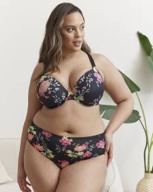 Culotte échancrée fleurie avec arrière en mesh - Déesse Collection