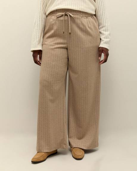 Beige Fashion Wide-Leg Paperbag Pant