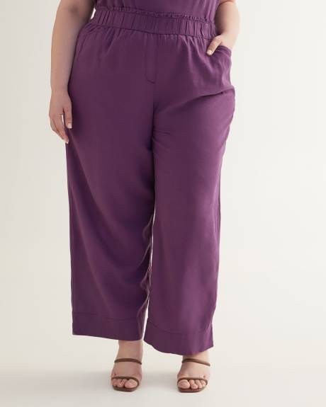 Linen Blend Wide-Leg Pull-On Pant