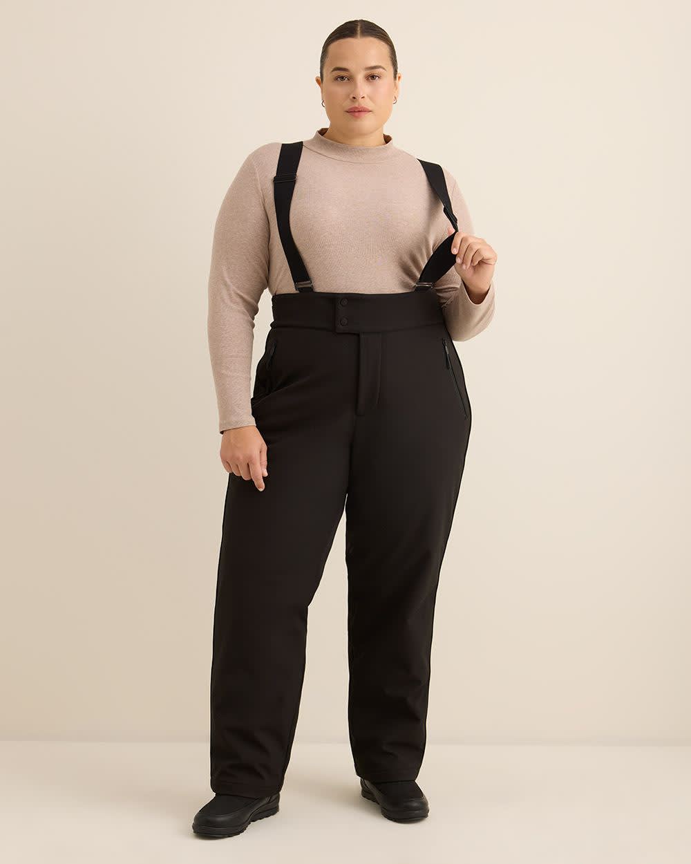 Black Snow Pants with Suspenders - Active Zone Black Snow Pants with Suspenders - Active Zone