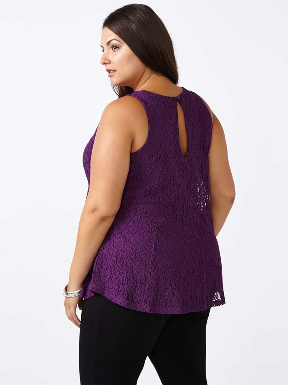Sleeveless Peplum Lace Top Penningtons