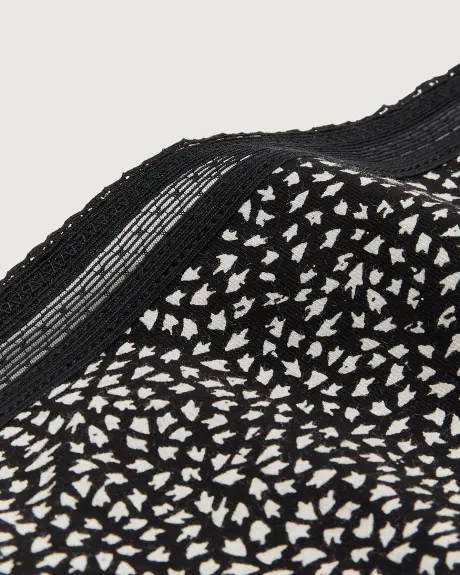 Culotte tanga en coton jersey avec dentelle, imprimé noir et blanc - ti VOGLIO