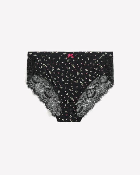 High-Cut Microfibre Brief with Lace and Bow - Déesse Collection