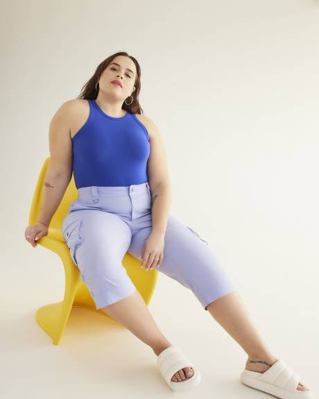 Pantalon capri avec bande de taille côtelée