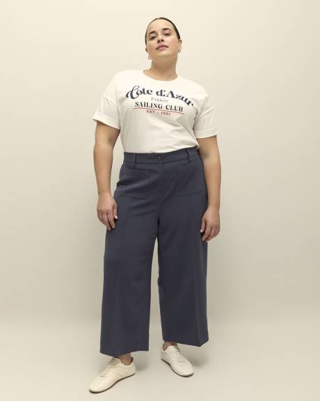 Pantalon de ville écourté à jambe large