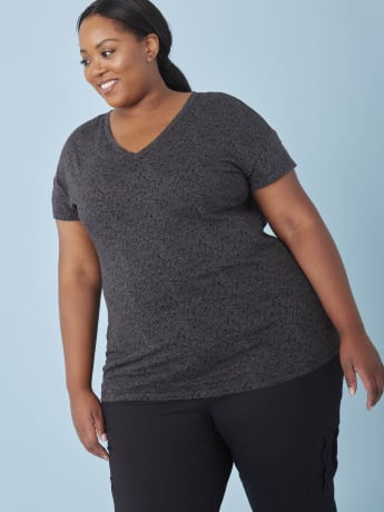 Printed Cocoon T-Shirt with Overlap Keyhole Back Detail - Active Zone