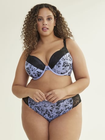 Culotte tanga en microfibre à imprimé avec dentelle – Déesse Collection