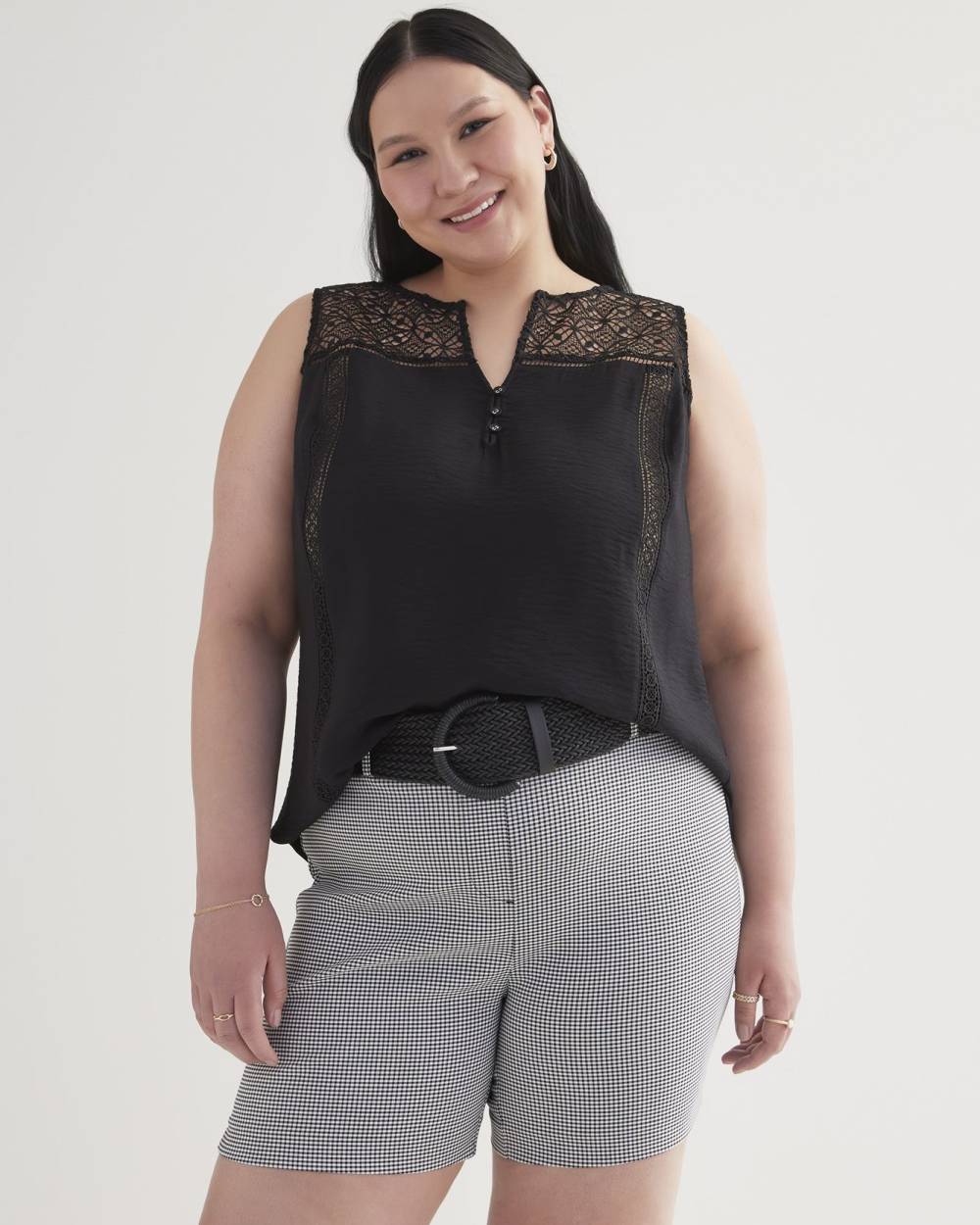 Sleeveless Long Split Neck Blouse