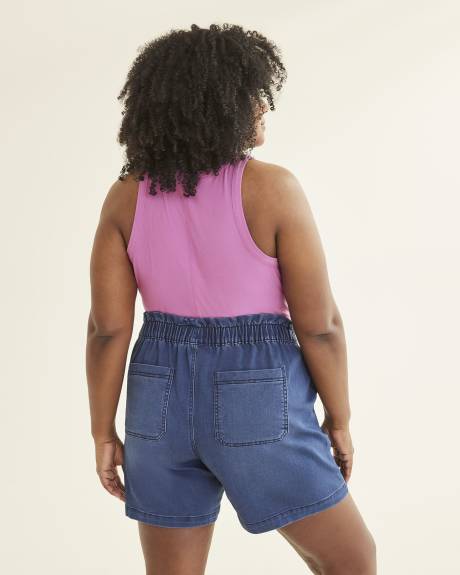 Sleeveless Rib Knit Halter Tank Top