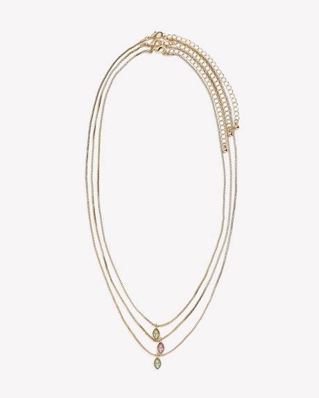 Collier à 3 chaînes avec petites pierres - Addition Elle