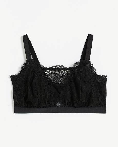 Bralette longiligne noire sexy en dentelle – Déesse Collection