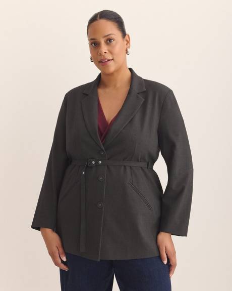 Veston à simple boutonnage avec ceinture à la taille