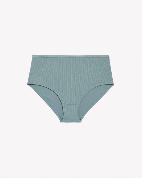 Blue Ribbed Full Brief with Shiny Elastic - ti Voglio