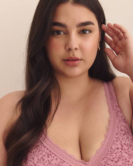 Wireless Unlined Rose Cotton Bra with Lace Trim - ti Voglio