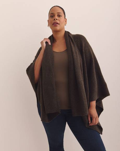 Brown Knitted Cape with Scarf