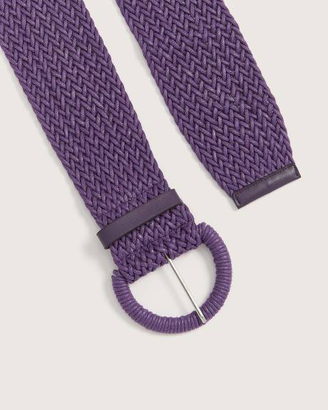 Braided Straw Belt with Self-Sovered Buckle