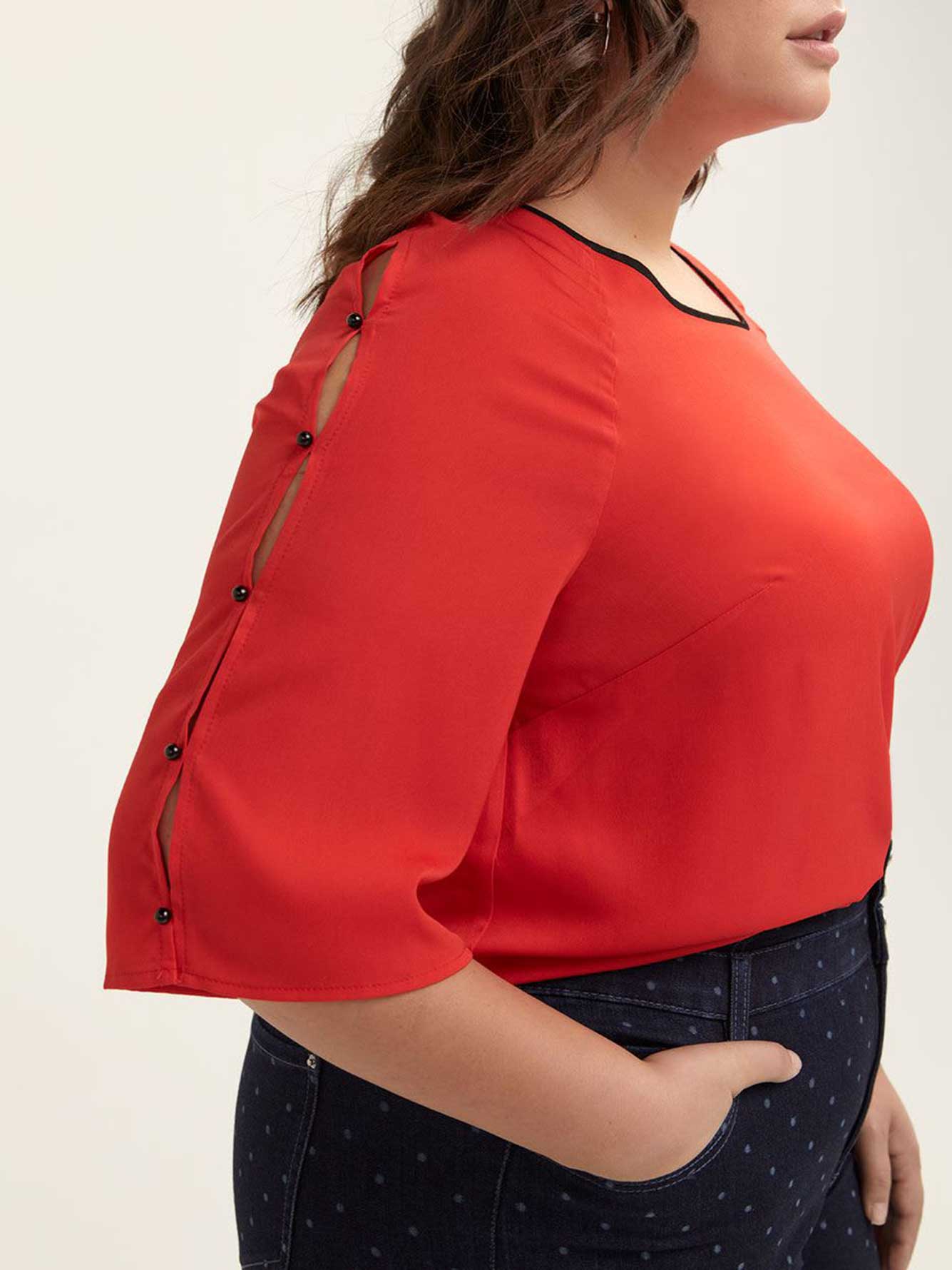 Elbow Sleeve Blouse with Rivets In Every Story Penningtons