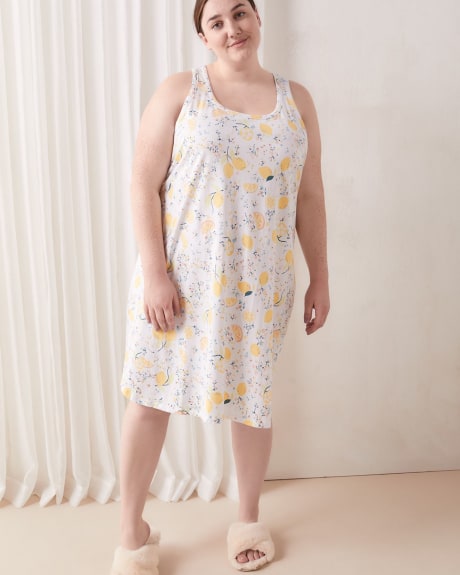 Sleeveless Citrus-Print PJ Tank Dress - ti VOGLIO