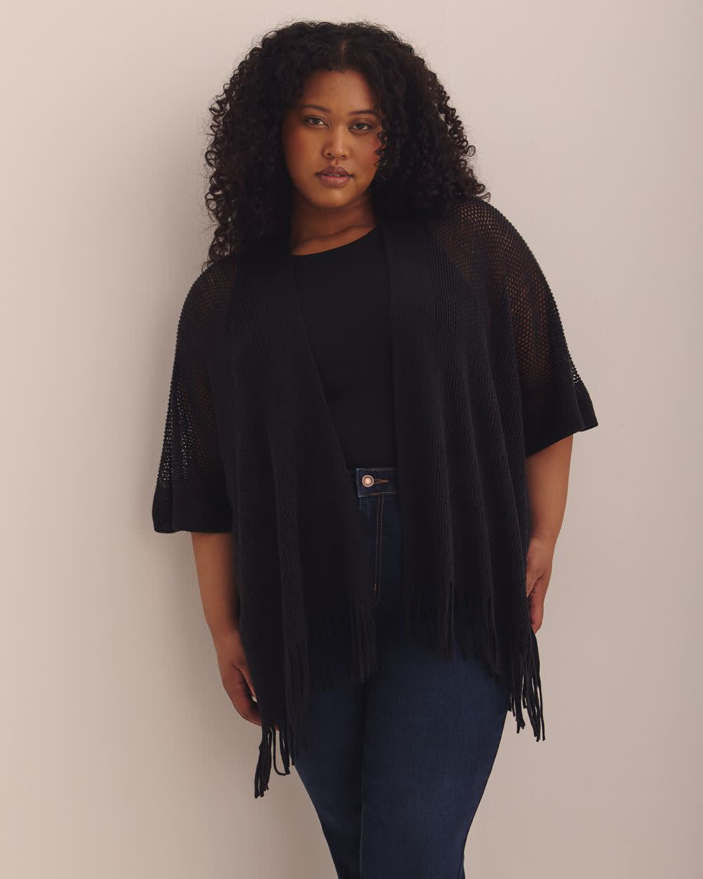 Knitted Pointelle Stitched Cape
