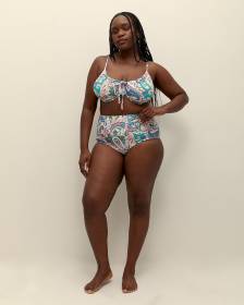 High-Rise Floral Keiora Swim Brief - Raisins Curve