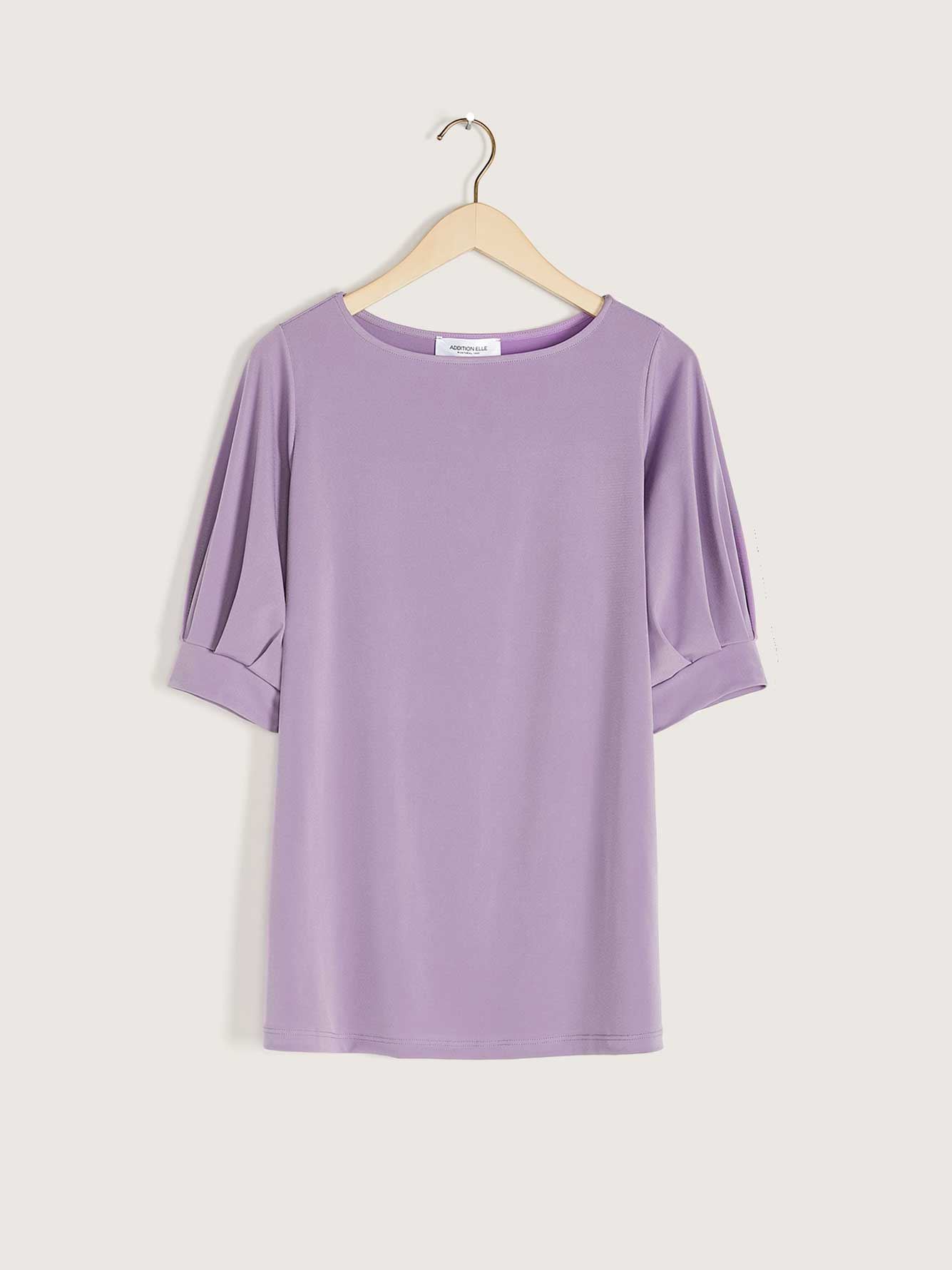 Boat Neck Elbow Sleeve Top - Addition Elle