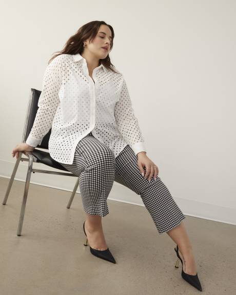 White Tunic Shirt, Cotton Eyelet