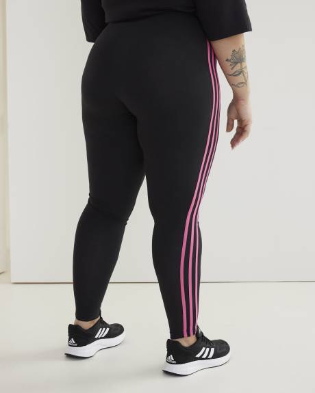 Essentials 3-Stripes Leggings, Black & Fuchsia - adidas
