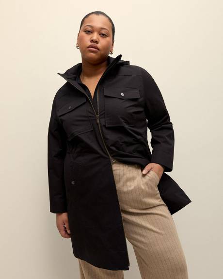 Long Water-Repellent Crinkle Jacket