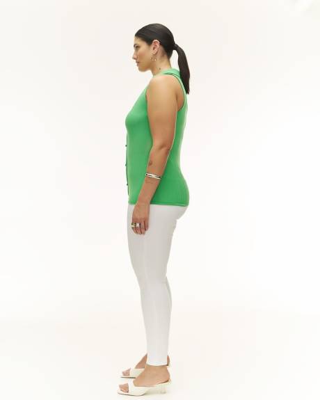 Halter Knit Top with Open Shirt Collar - Addition Elle