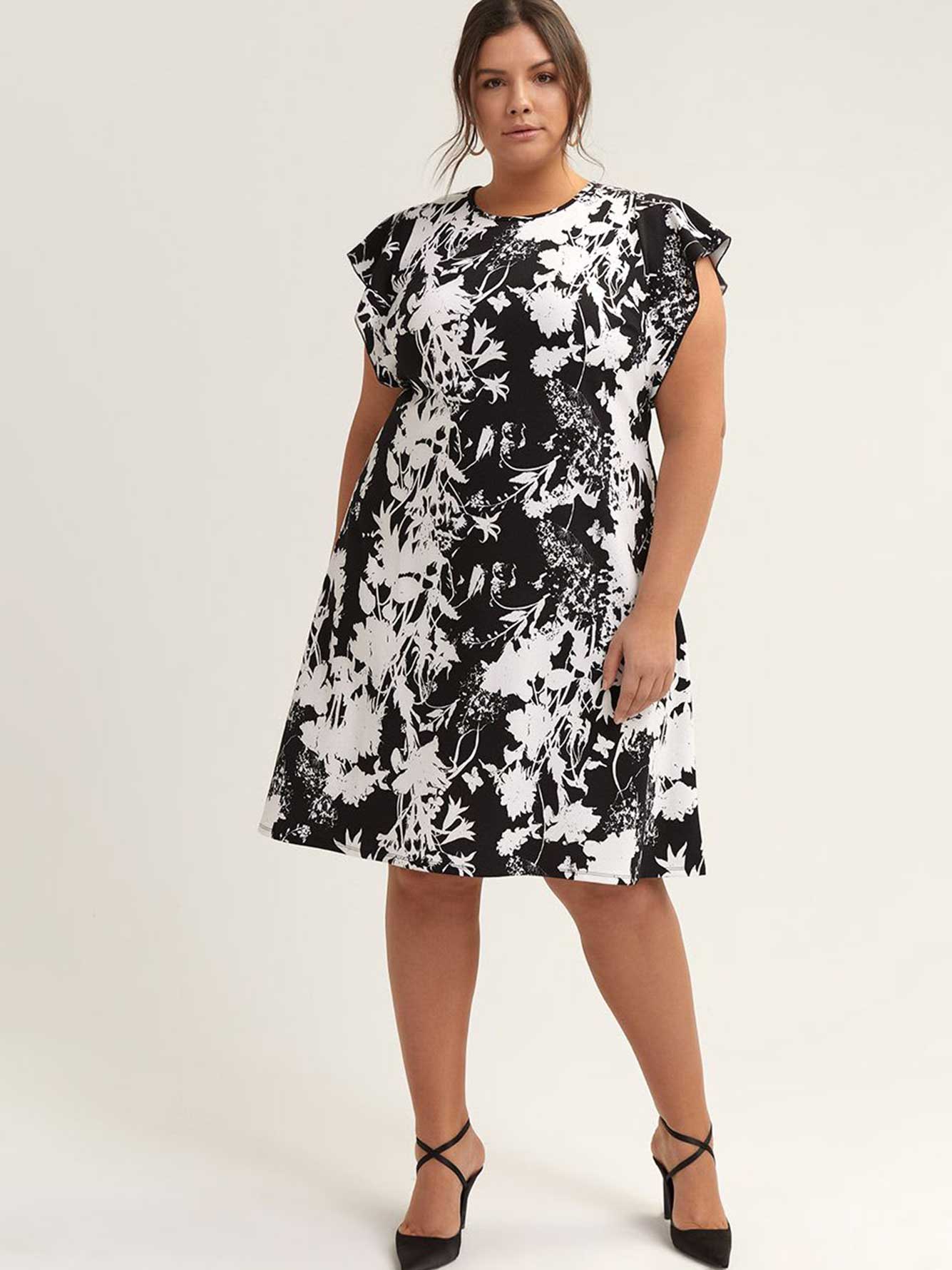Printed Flutter Sleeve Trapeze Dress - In Every Story | Penningtons