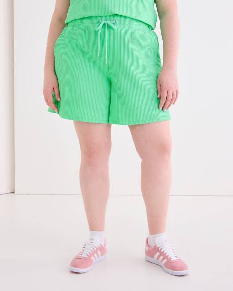 Green Wide Ribbed Shorts - Active Zone