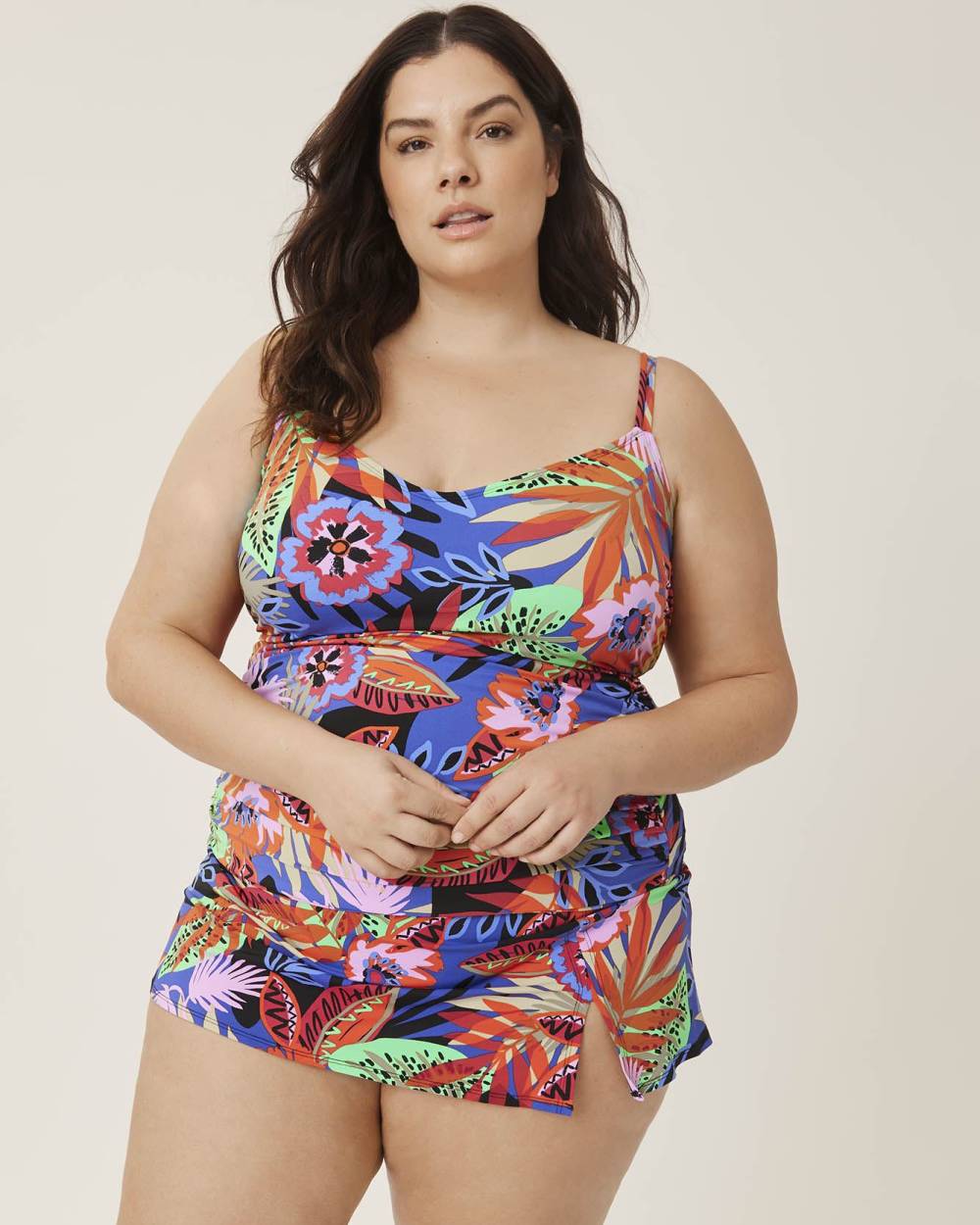 Tankini à motif tropical, avec armature flottante - Bleu Rod Beattie