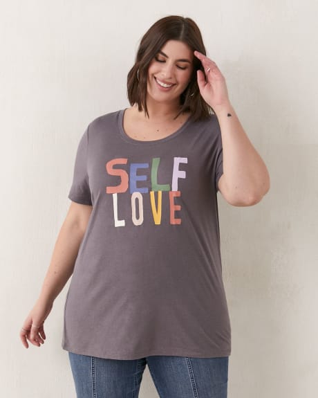 Printed U-Neck Boyfriend Tee