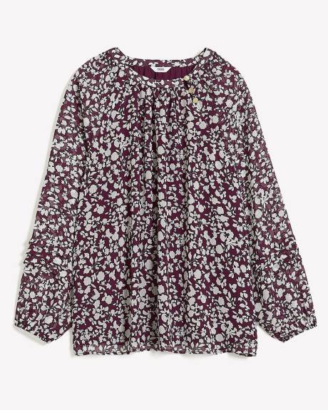 Floral Swing Blouse with Raglan Sleeves