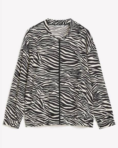 Responsible, Zebra-Print Stretch Bomber Jacket - Active Zone