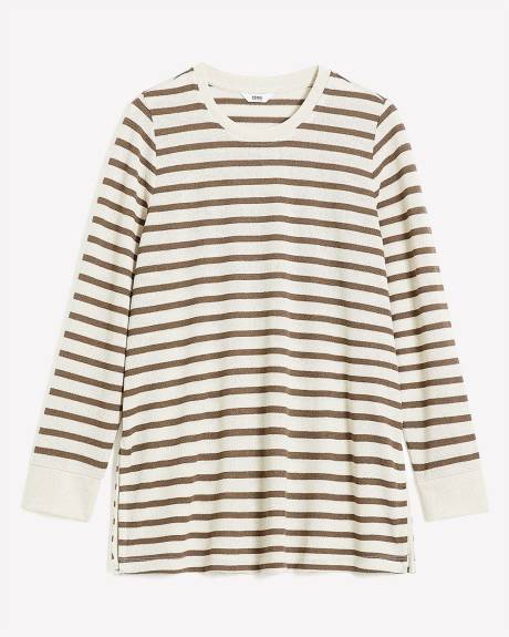 Striped Long-Sleeve Crewneck Tunic
