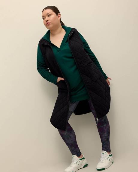 Sweatshirt tunique à capuche avec accents côtelés - Active Zone
