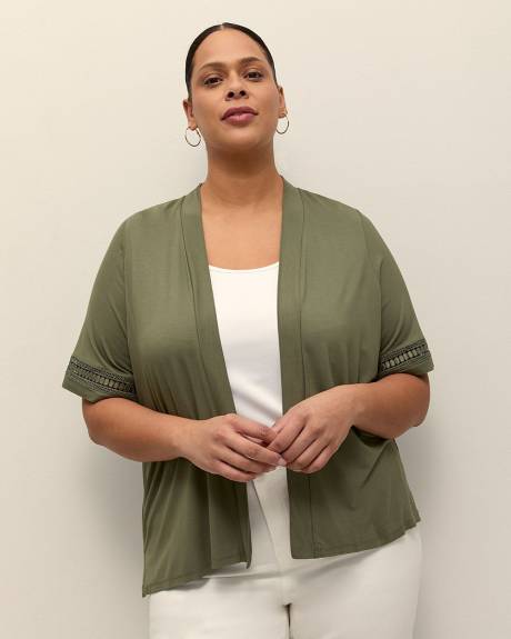 Cardigan ouvert à manches courtes avec détail décoratif
