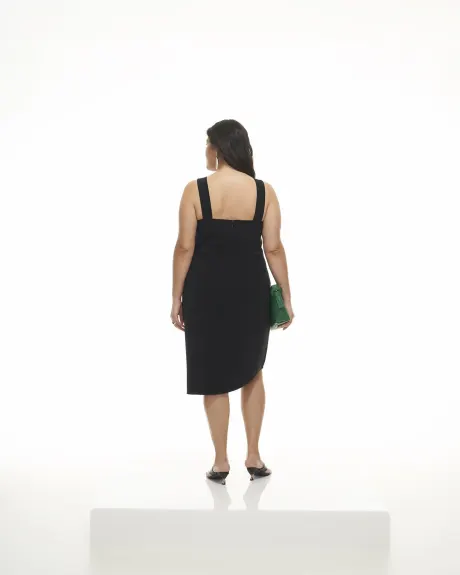 Black Short Asymmetrical Fitted Dress - Addition Elle