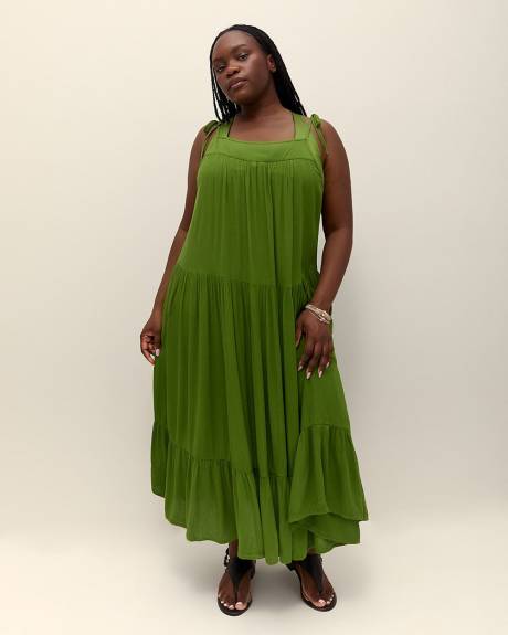 Long Crinkle Swim Cover-Up Dress