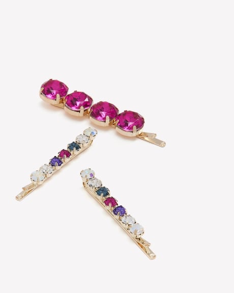 Assorted Stone Hair Pins, Set of 3