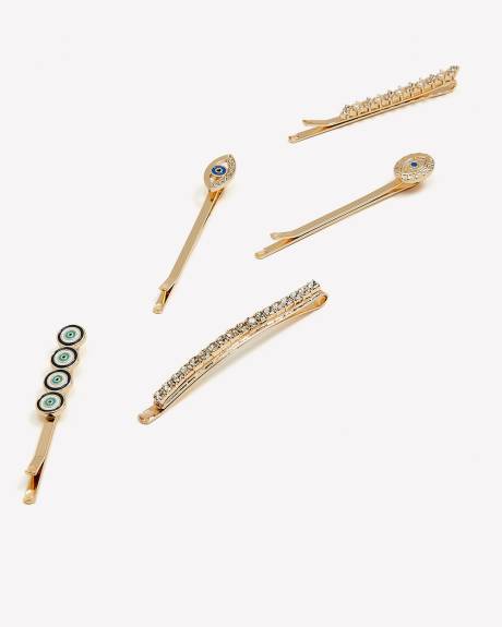 Golden Evil Eye Hair Pins, Set of 5