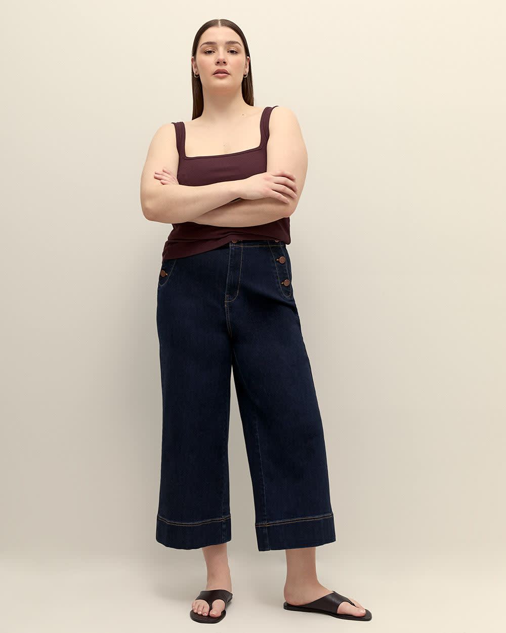 High-Waisted Ultra Wide-Leg Cropped Sailor Jeans - Addition Elle