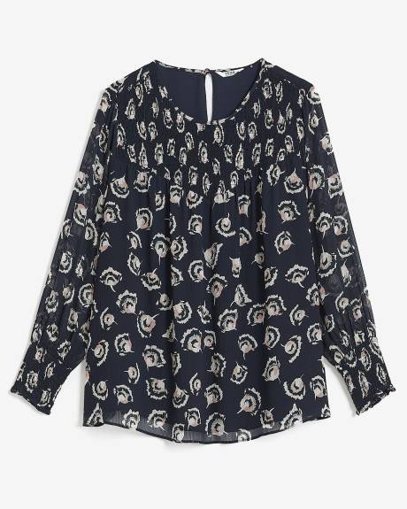 Lightweight Blouse with Smocked Neckline
