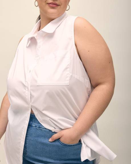 White Sleeveless Buttoned-Down Tunic