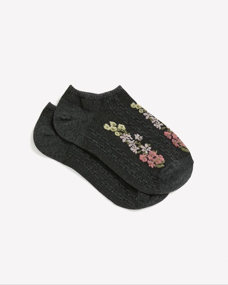 Chaussettes cheville avec broderie florale