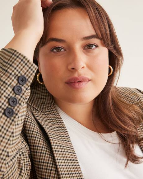 Gingham Single-Breasted Blazer