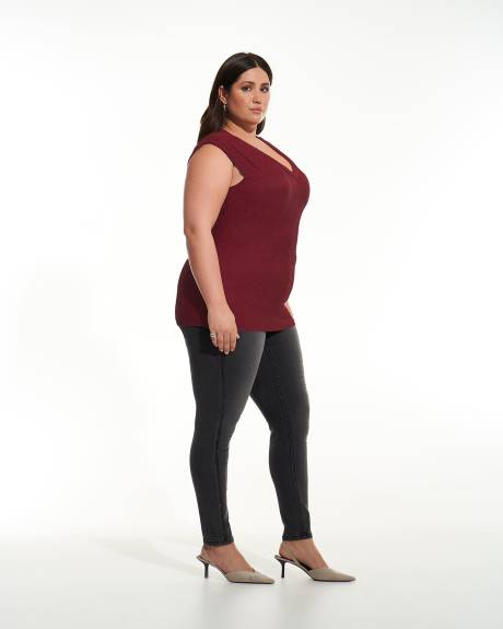 Textured Knit V-Neck Top - Addition Elle