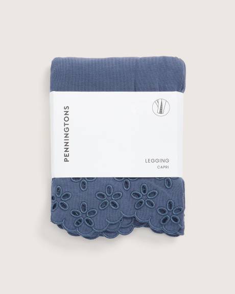 Legging capri tendance avec ourlet brodé