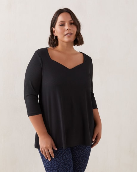 3/4-Sleeve Sweetheart Top - Addition Elle